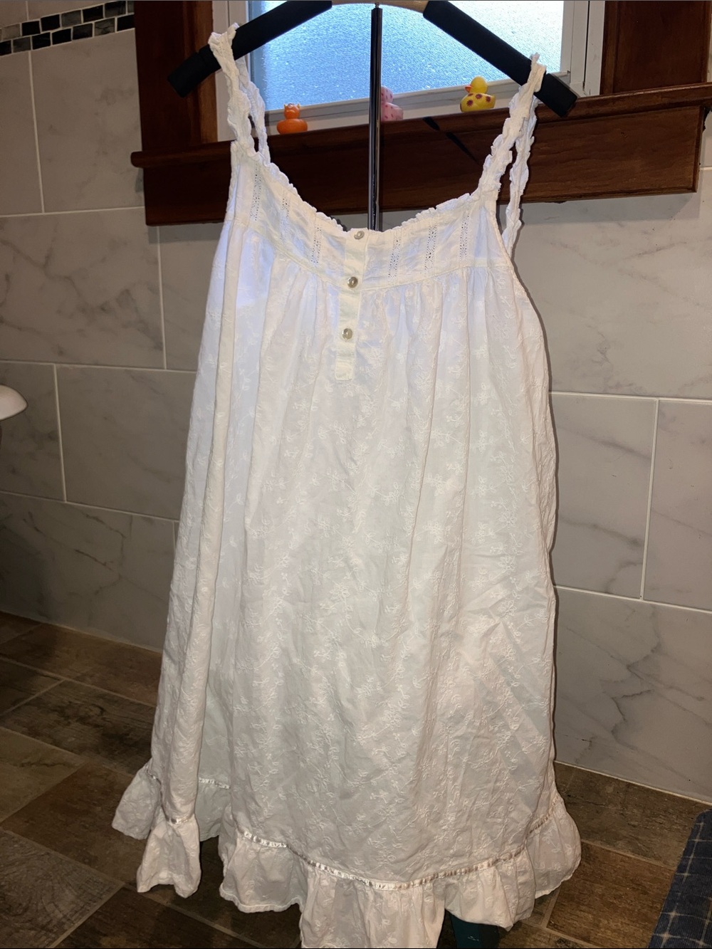 ST TROPEZ EYELET COTTON MINI DRESS W HEM RUFFLE